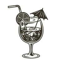 Cocktail with a straw and an umbrella vector