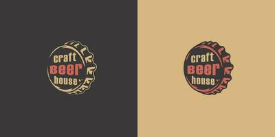 Beer cap for bar. Brew print with cork from bottle vector