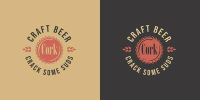 Beer cap for bar. Brew print with cork from bottle vector