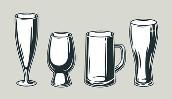 Set of beer mug with foam bar menu vector