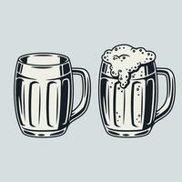 Set of beer mug with foam bar menu vector