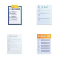 Check list icons set cartoon vector. Daily check list vector