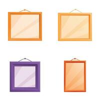 Photo frame icons set cartoon vector. Various empty decorative frame on wall vector