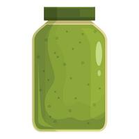 Pesto sauce jar icon cartoon vector. Cooking container vector