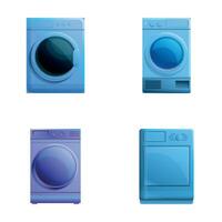 Washing machine icons set cartoon vector. Front loading washing or dryer machine vector