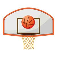 Basketball ball at basket icon cartoon vector. Gym ball vector