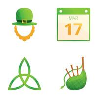 Patrick day icons set cartoon vector. Various attribute of saint patrick day vector