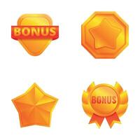 Loyalty program icons set cartoon vector. Discount star symbol vector