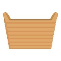 Wood laundry basket icon cartoon vector. Fabric wash vector