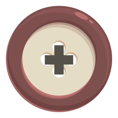 Round craft button icon cartoon vector. Cute colorful rivet