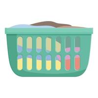 Full basket of kids clothes icon cartoon vector. Machine wash vector