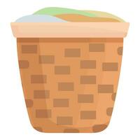 Unsoiled basket icon cartoon vector. Home dirty pile vector