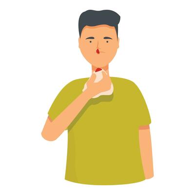 Nosebleed aliment icon cartoon vector. Face nose bleed