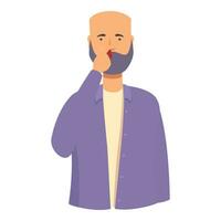 Nosebleed bald man icon cartoon vector. Pain head vector