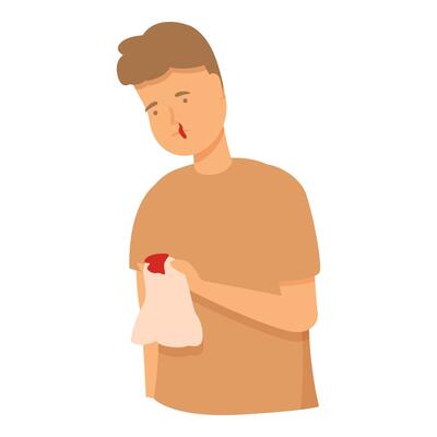 Nose bleeding icon cartoon vector. Medical nose problem