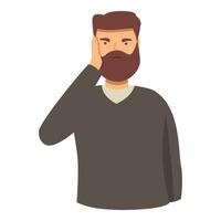 Bearded man dental problem icon cartoon vector. Injury caries vector