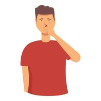 Nosebleed health icon cartoon vector. Sad disease bleed vector