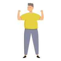 Fat man ready for workout icon cartoon vector. Treadmill trainer vector