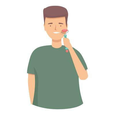 Man make face massage icon cartoon vector. Face beauty