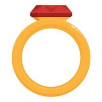 Red ruby ring icon cartoon vector. Gold gift sale vector