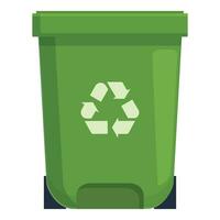 Green waster sorting cart icon cartoon vector. Plastic garbage vector