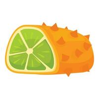 Horned kiwano fruit icon cartoon vector. Farm organic vector