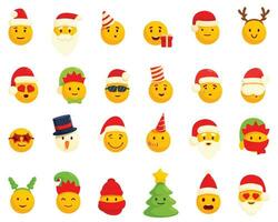 Navidad emoticones íconos conjunto dibujos animados vector. Papa Noel claus vector