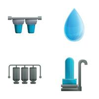 Clean water icons set cartoon vector. Water filtration system vector