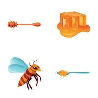 Honey icons set cartoon vector. Beekeeping. Honey production, apiary vector