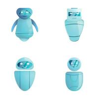 Electronic robot icons set cartoon vector. Modern robot vector