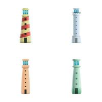 Lighthouse icons set cartoon vector. Various lighthouse tower vector