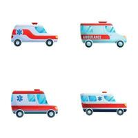 ambulancia íconos conjunto dibujos animados vector. emergencia vehículo vector