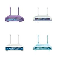 Internet router icons set cartoon vector. Wireless wi fi router vector