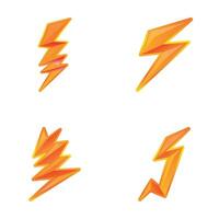Thunderstorm lightning icons set cartoon vector. Natural phenomenon vector