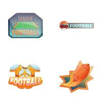 American soccer icons set cartoon vector. American football accessory vector