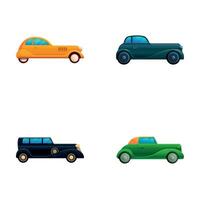 Vintage car icons set cartoon vector. Various retro automobile vector