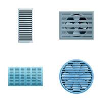 Ventilation extractor icons set cartoon vector. Wall electric extractor air fan vector