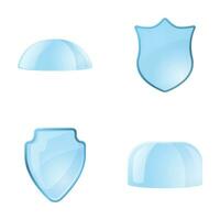 Protection concept icons set cartoon vector. Transparent glass shield and dome vector