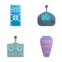 Remote control icons set cartoon vector. Various type push button remote control vector