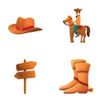 Cowboy character icons set cartoon vector. Wild west vector