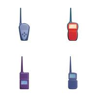 Radio set icons set cartoon vector. Walkie talkie modern radio phone vector