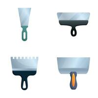 Trowel icons set cartoon vector. Metal trowel of various shape vector