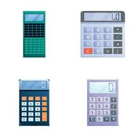 calculadora íconos conjunto dibujos animados vector. básico calculadora en varios color vector