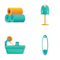 Atelier icons set cartoon vector. Various equipment for clothes studio vector