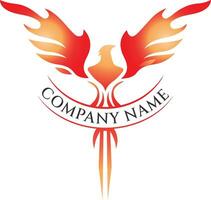 a phoenix logo with flames and a ribbon vector