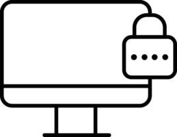 Computer security Outline vector illustration icon