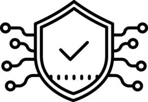 technology security approve Outline vector illustration icon