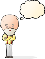 cartoon worried old man with thought bubble png