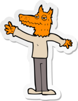 sticker of a cartoon waving fox png