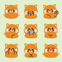 Set of cute cat face in various poses feeling on pastel background.Pet animal character cartoon design.Meow hand drawn collection.Kawaii.Vector.Illustration. vector